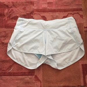 Lululemon baby blue work out shorts.
